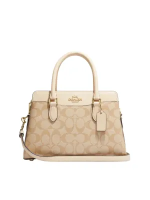 Coach Mini Darcie Carryall Signature Colorblocked Light Khaki Multi