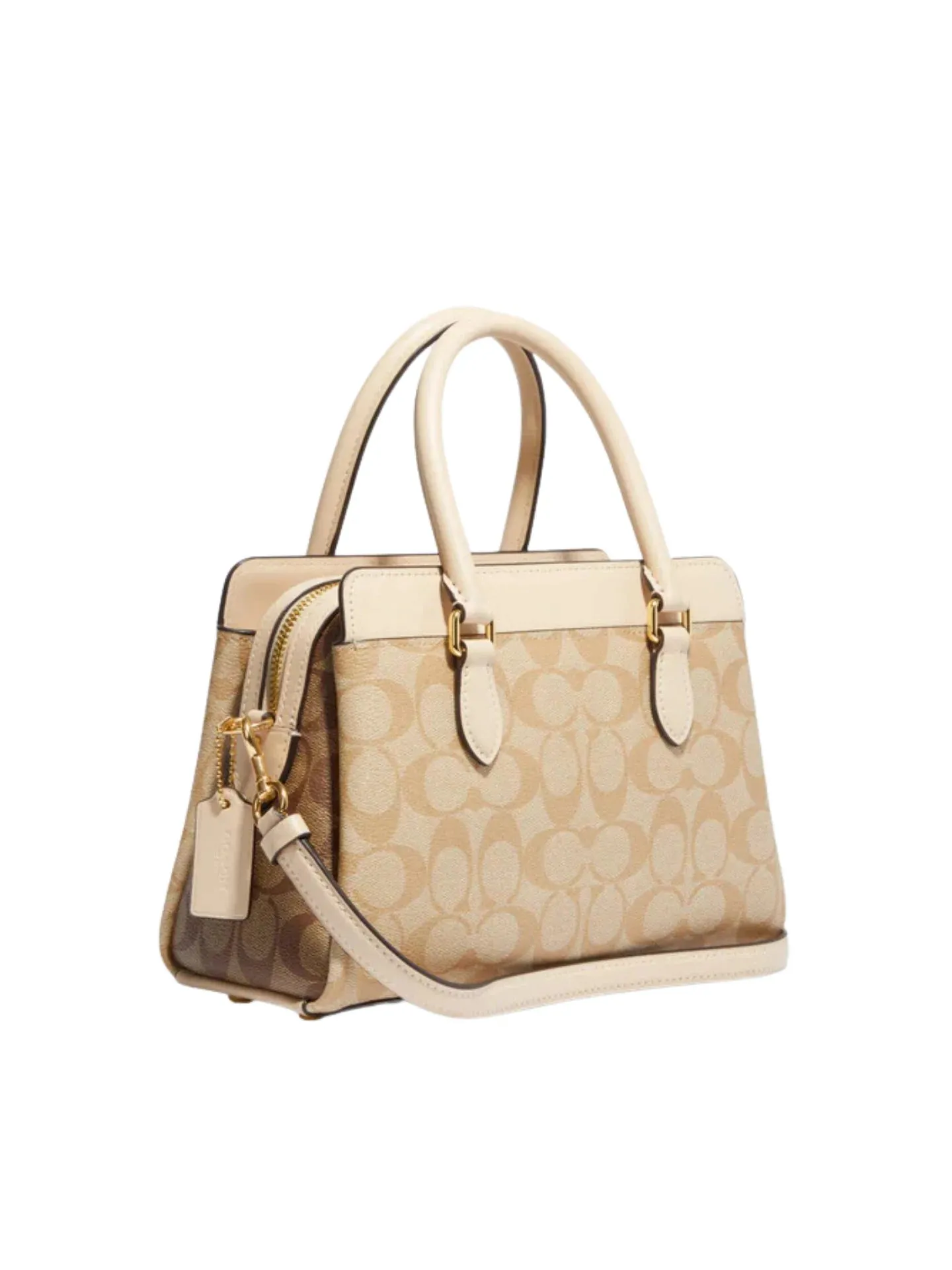 Coach Mini Darcie Carryall Signature Colorblocked Light Khaki Multi