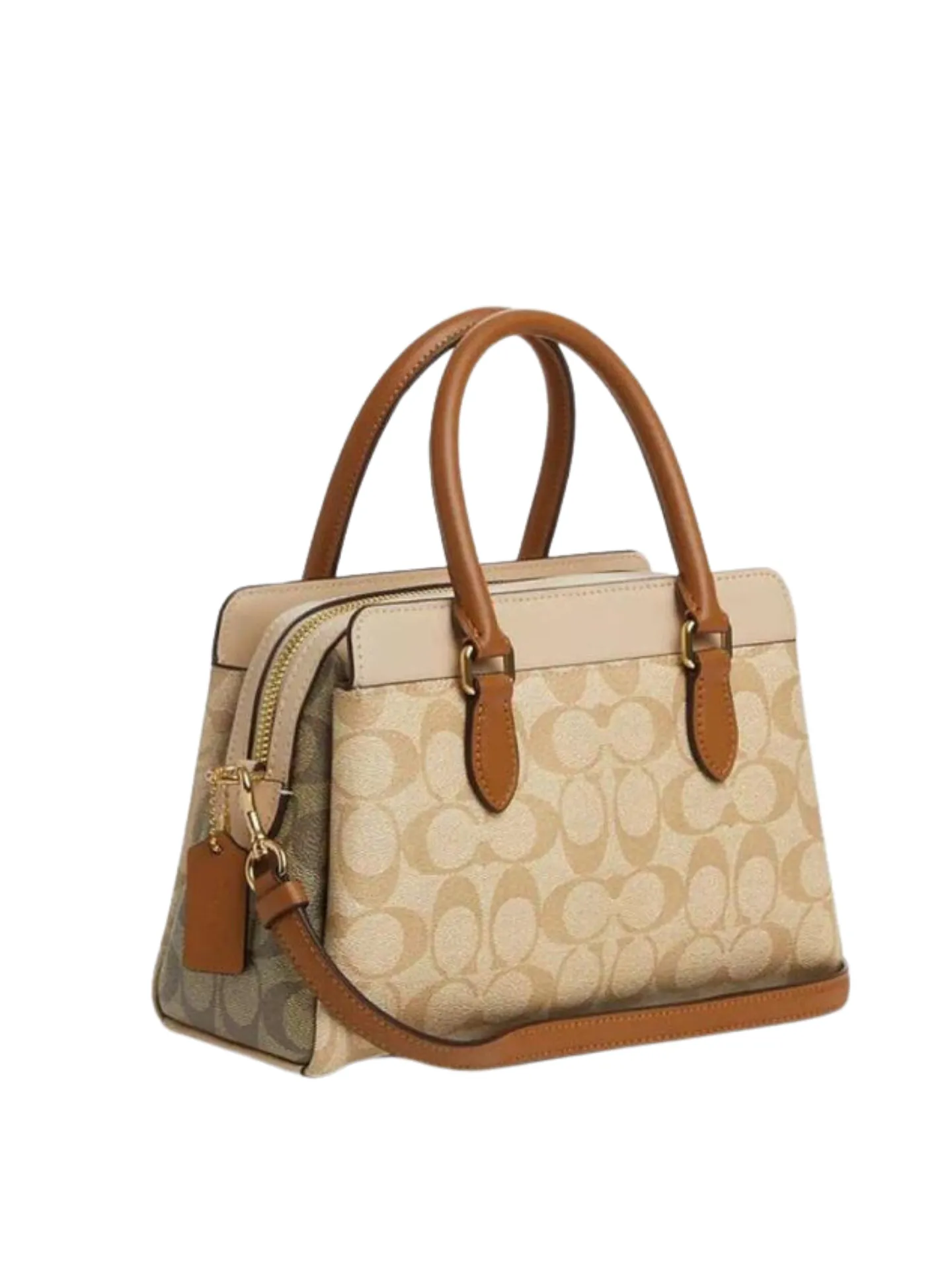 Coach Mini Darcie Carryall Signature Colorblocked Light KhakiKhaki Multi