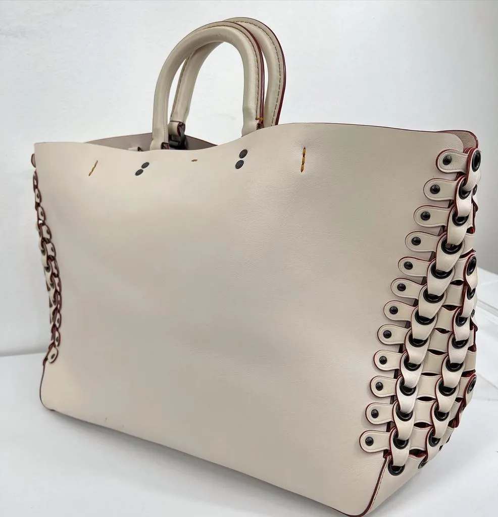 COACH ROGUE SIDE LINK DETAILS GLOVE TANNED LEATHER TOTE BAG