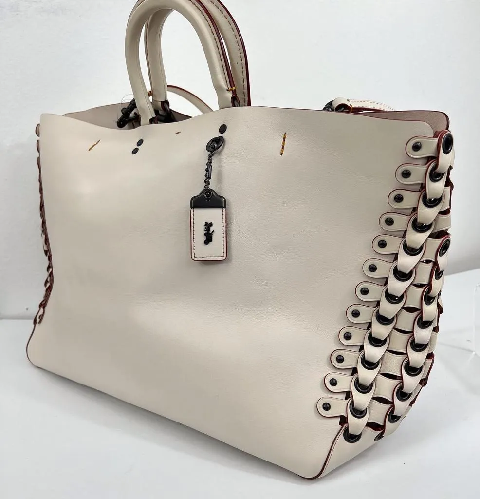 COACH ROGUE SIDE LINK DETAILS GLOVE TANNED LEATHER TOTE BAG
