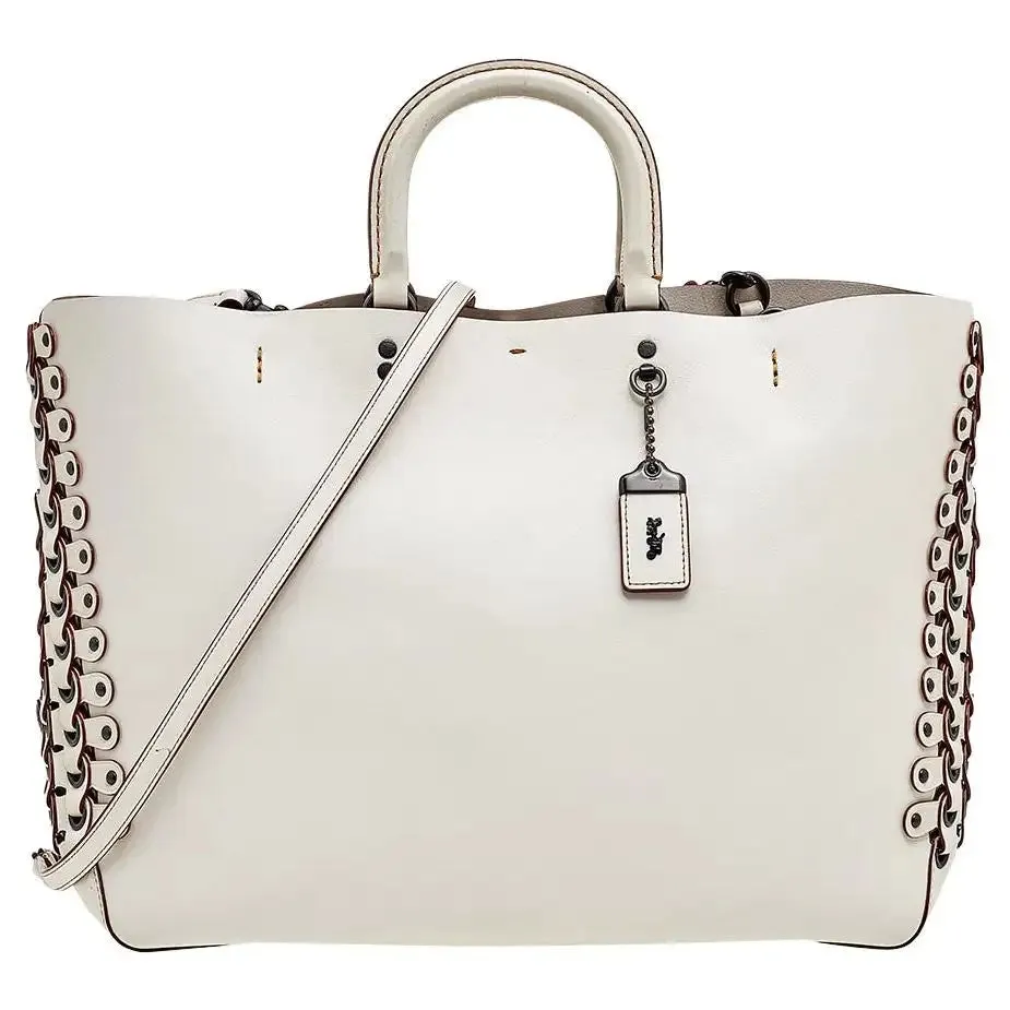 COACH ROGUE SIDE LINK DETAILS GLOVE TANNED LEATHER TOTE BAG