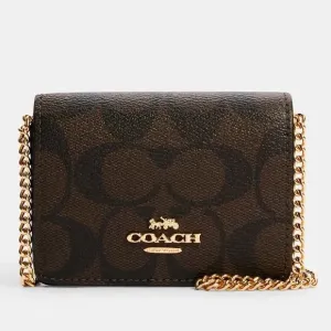 COACH SIGNATURE LOGO MINI WALLET ON CHAIN