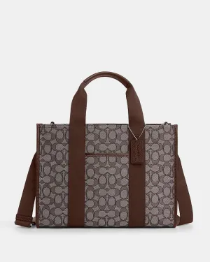 Coach Smith Tote Bag In Signature Jacquard Non Leather-Silver-Oak-Maple