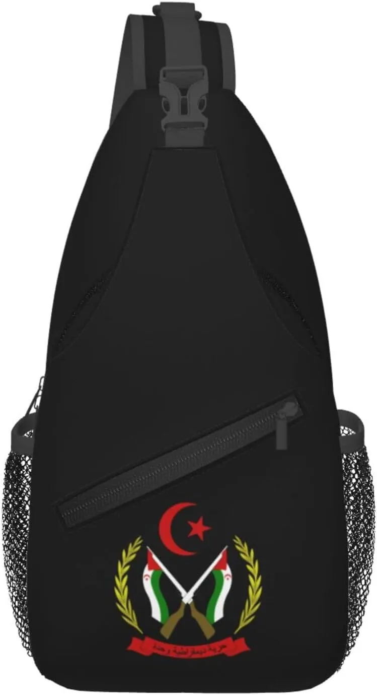 Coat of Arms of the Sahrawi Arab Democratic Republic Crossbody Bags For Women Men Chest Backpack Gym Shoulder Bag Travel Outdoor Sports Casual Crossbody Bags