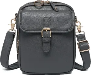 Collaborat Crossbody Leather Bag, Double Layer Large Capacity with Card Holder, with Adjustable Shoulder Strap