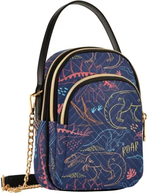 Colorful Dinosaurs Blue Crossbody Bags for Women Hand Bag Small Sling Shoulder Travel Bags Mini Wallet Phone Purse
