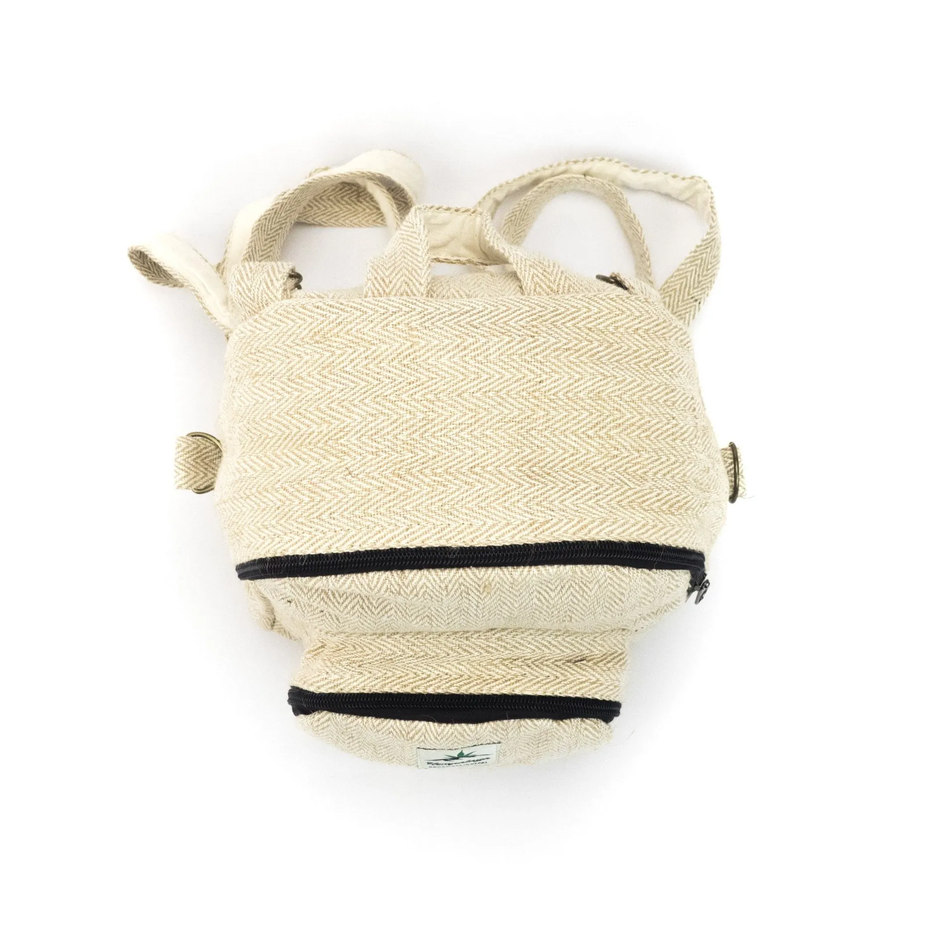 Compact Hemp Backpack 2-in-1 Versatile, Eco-Friendly Mini Bag, Natural