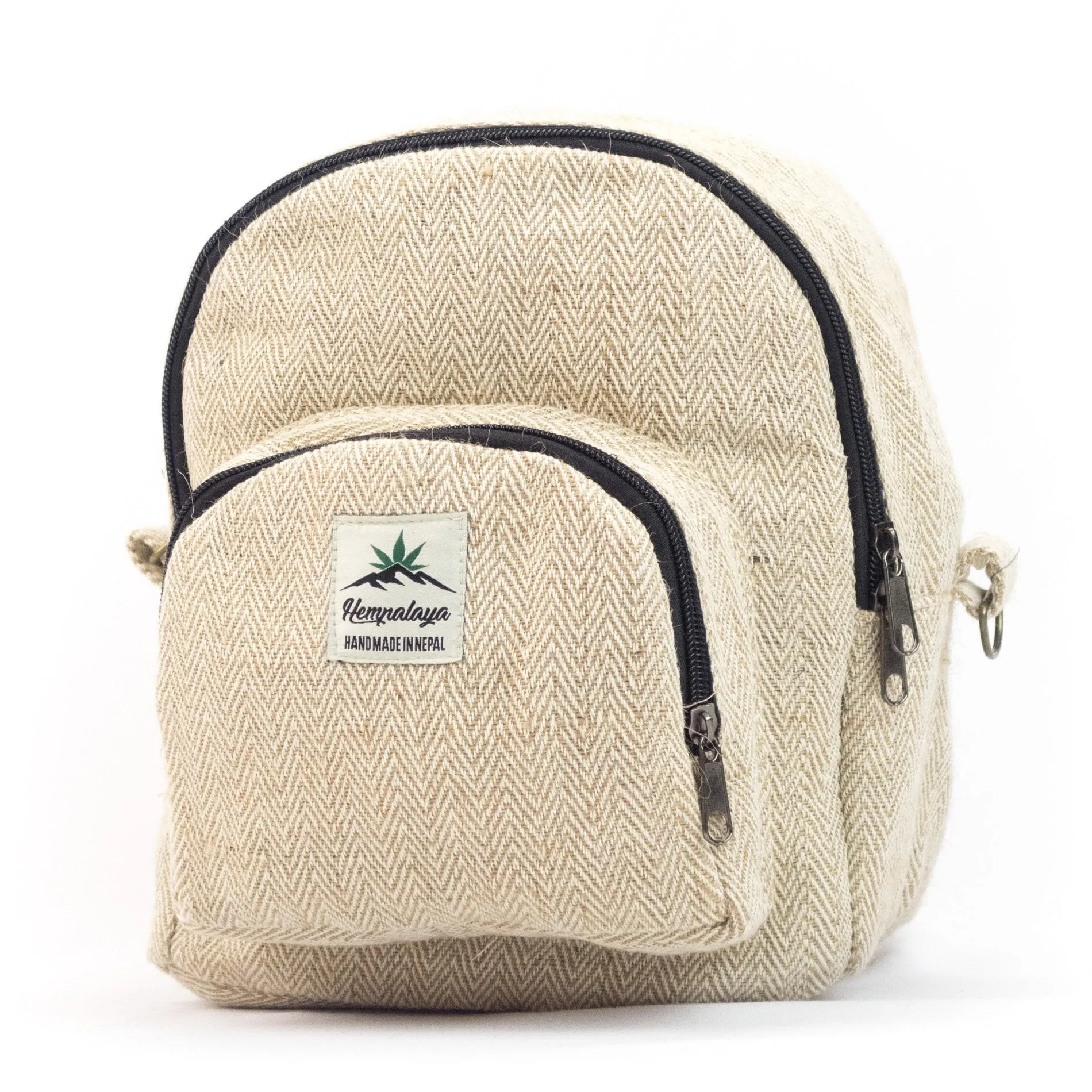 Compact Hemp Backpack 2-in-1 Versatile, Eco-Friendly Mini Bag, Natural