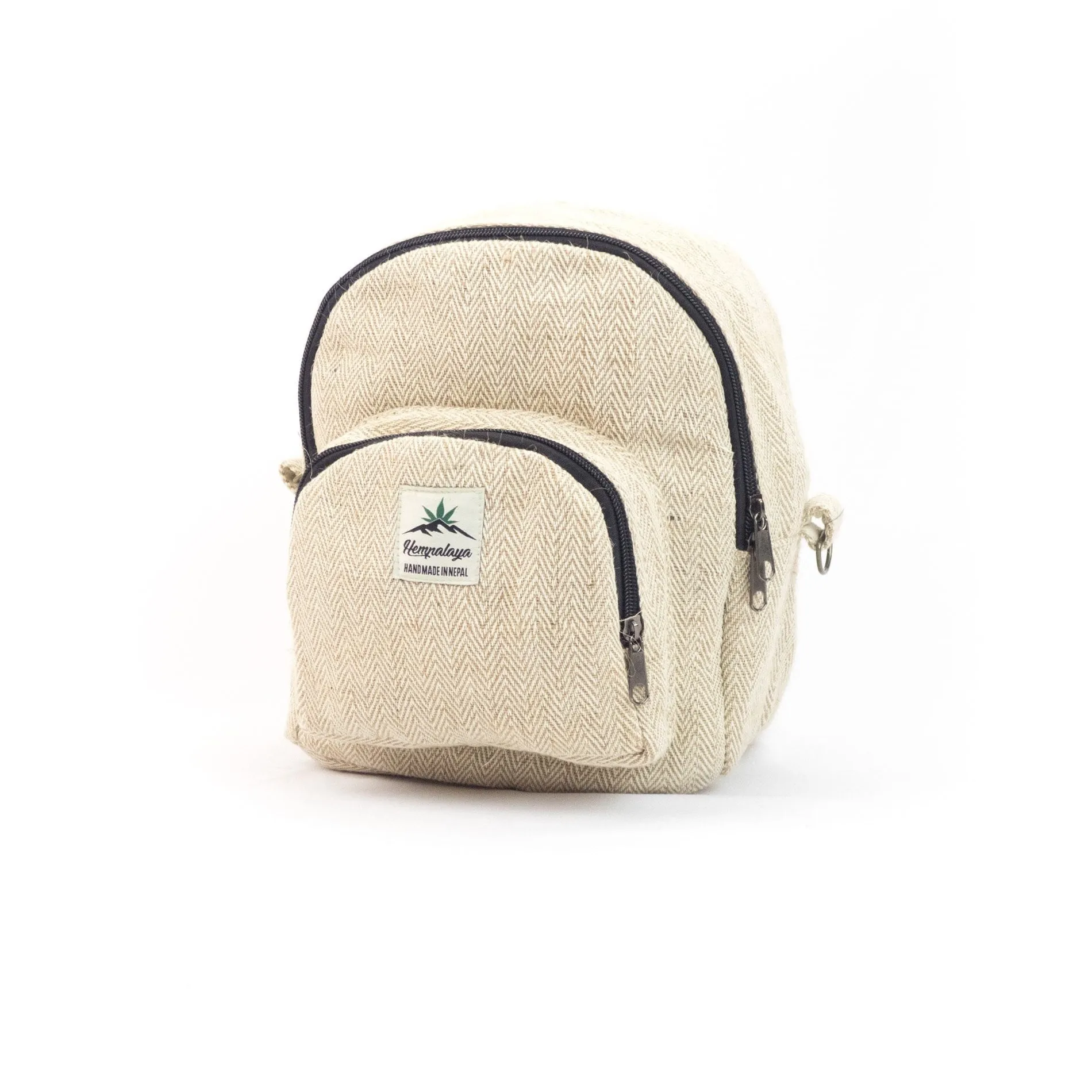 Compact Hemp Backpack 2-in-1 Versatile, Eco-Friendly Mini Bag, Natural