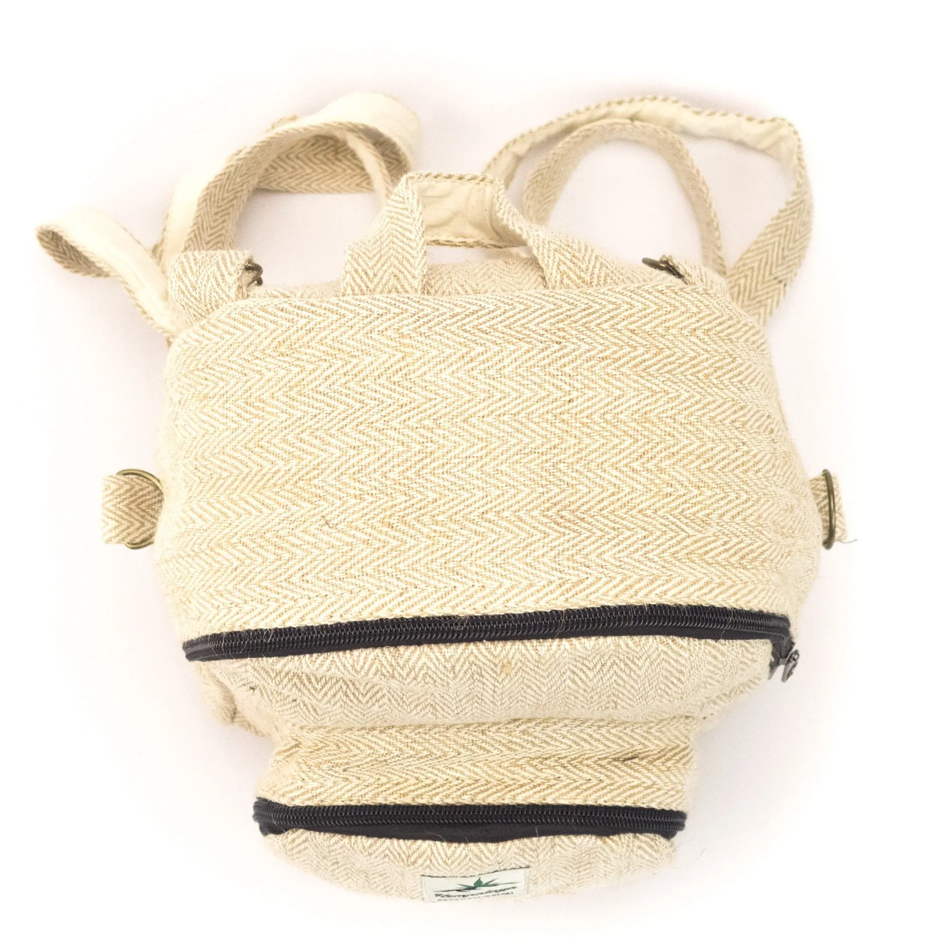 Compact Hemp Backpack 2-in-1 Versatile, Eco-Friendly Mini Bag, Natural