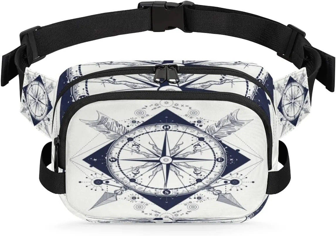 Compass Arrows Retro Fanny Pack Crossbody Bags for Women Men Belt Bag Waist Pack Bag Fanny Packs Cross Body Bag Phone Holder for Outdoors Sports Hiking Travel