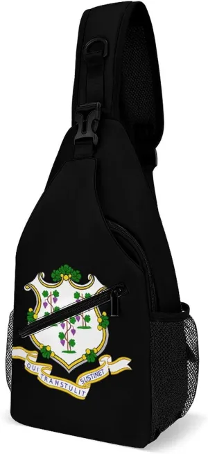 Connecticut State U.S Fashion Chest Bag for Men Small Sling Bag Backpack Crossbody Travel Hiking Daypack