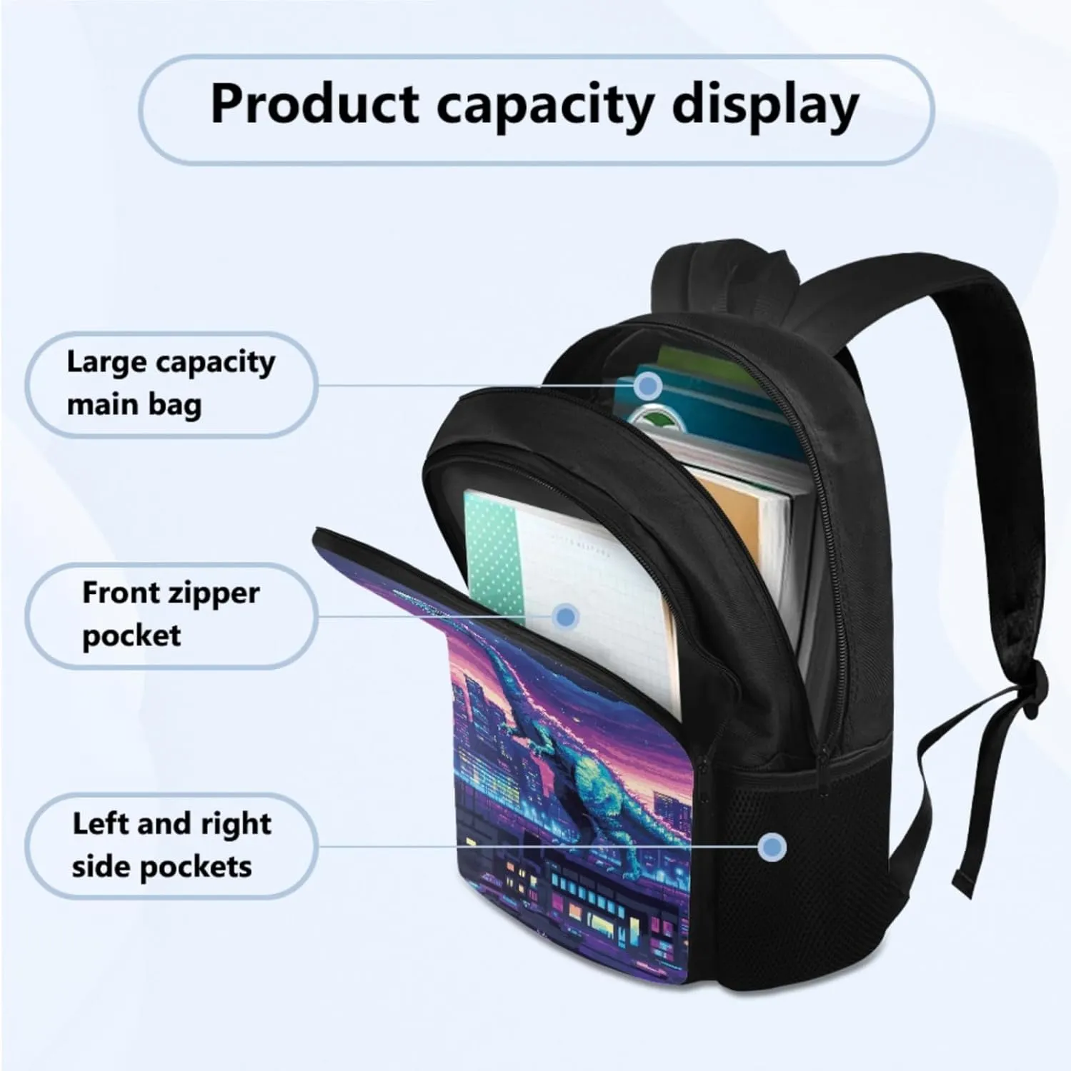 Cool Dinosaur Backpack Set for Boys, Backpack for 4th Grade Boys School Bags Lunch Bag Water Bottle Holder Pencil Case Large Capacity Bag 4 Piece Set for Camping Picnic