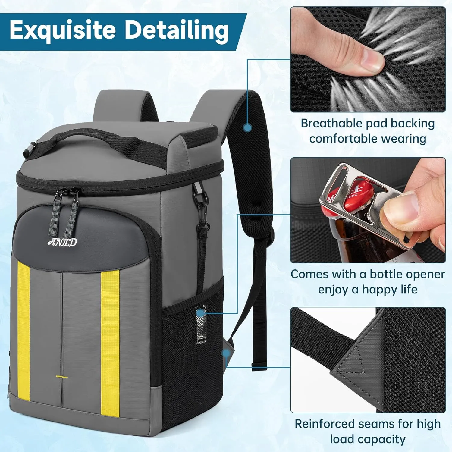 Cooler Backpack Soft Insulated Leak Proof, Multi-Function Portable Backpack for Travel, Camping, Beach and Picnic