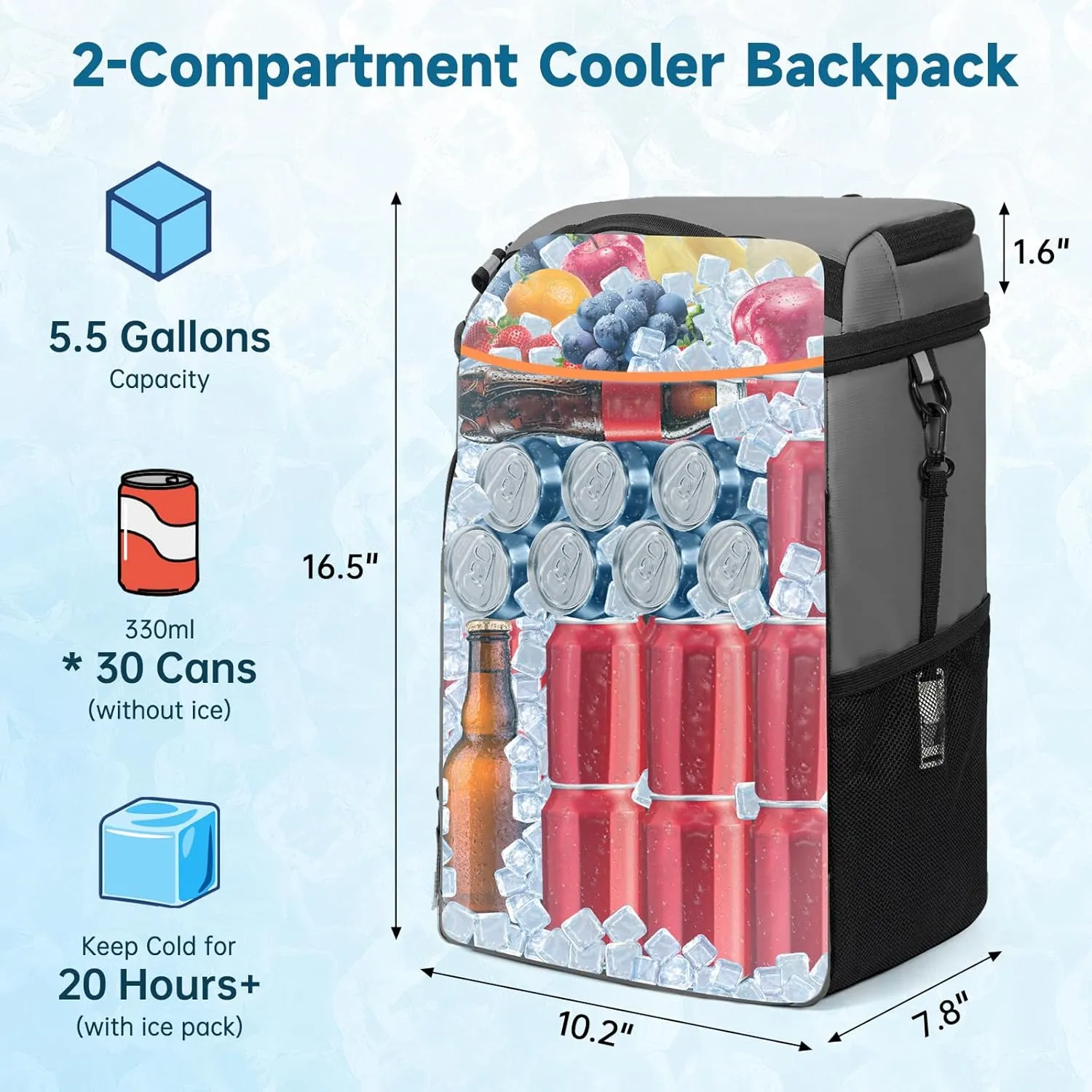 Cooler Backpack Soft Insulated Leak Proof, Multi-Function Portable Backpack for Travel, Camping, Beach and Picnic
