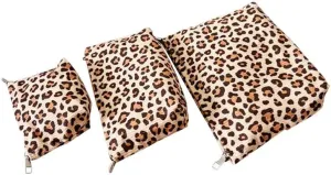 Cosmetic Bag for Women Ladies Girls Makeup Bag Zipper Pouch Leopard Makeup Organizer Travel Toiletry Bags Makeup Bag (3 Pics)