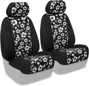 Coverking Custom Fit Front 50/50 Bucket Seat Cover for Select Ford Thunderbird Models - Neoprene (Hawaiian Black with Black Sides)