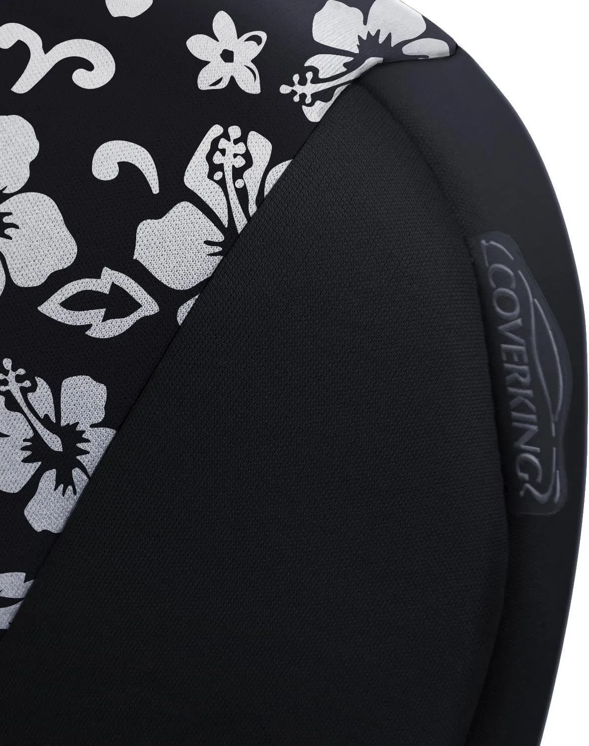 Coverking Custom Fit Front 50/50 Bucket Seat Cover for Select Ford Thunderbird Models - Neoprene (Hawaiian Black with Black Sides)