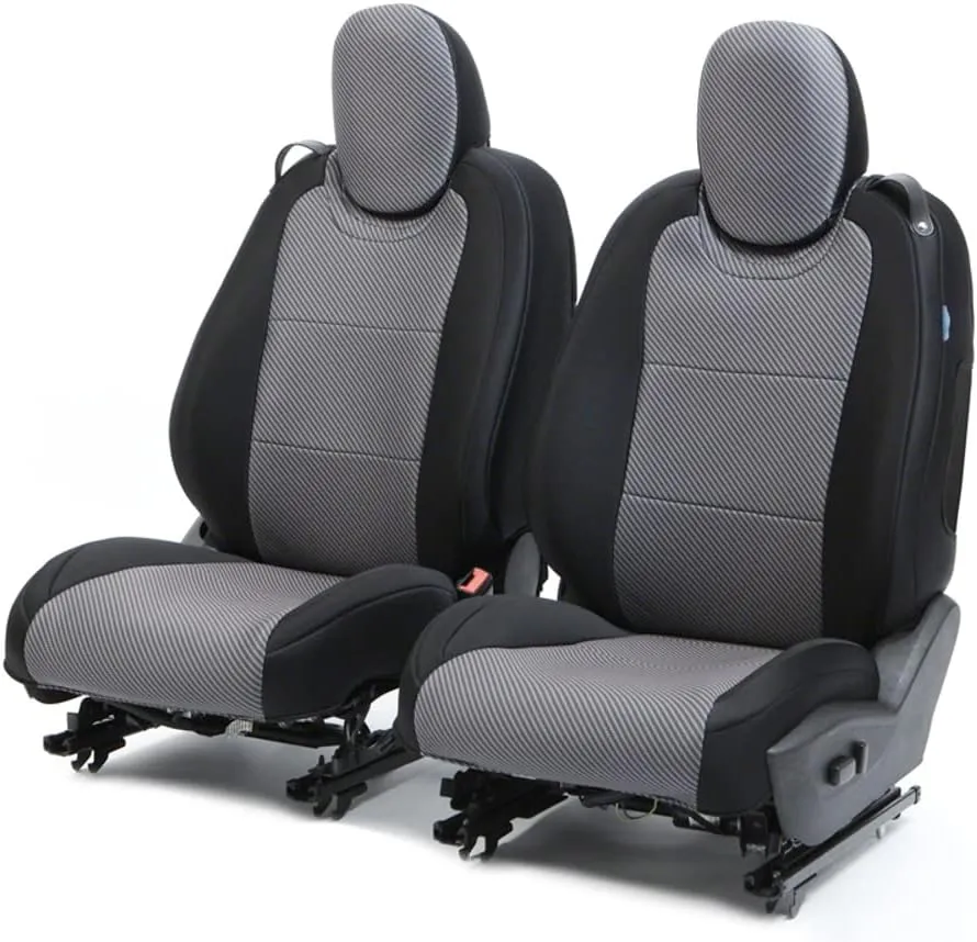 Coverking Custom Fit Seat Cover Designed for Select Chevrolet Models: 1 Row, Neosupreme Fabric, Carbon Fiber with Black Sides