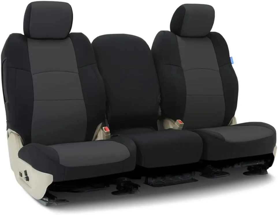 Coverking Custom Fit Seat Cover Designed for Select Ford Models: 1 Row, Neosupreme Fabric, Charcoal with Black Sides