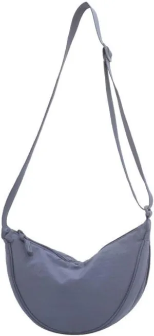 Crescent Bag Trendy Nylon Dumpling Crossbody Bag - Women's Versatile Small Shoulder Purse (Blue)