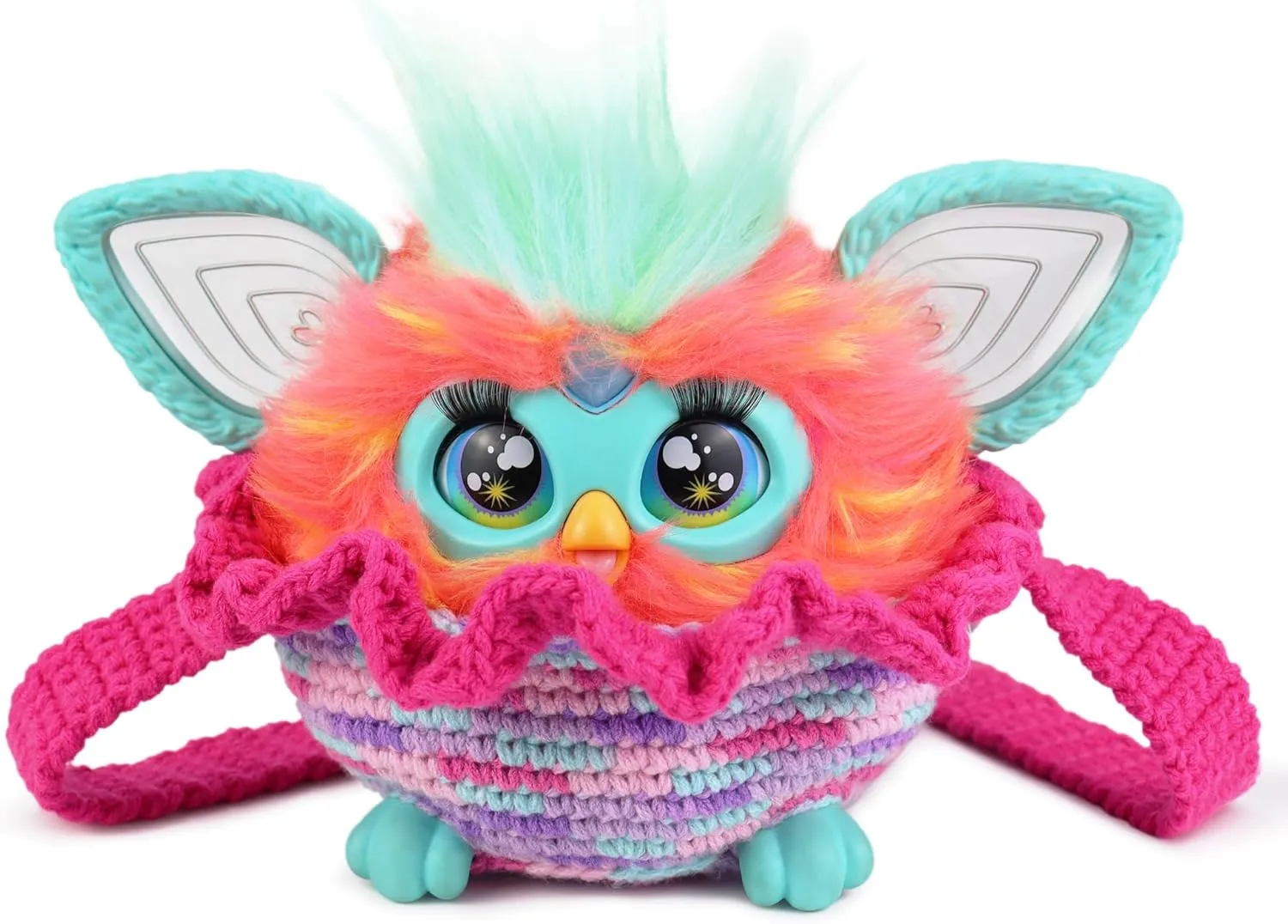 Crochet Bag Compatible with Furby Interactive Plush Toys, Handmade Holder Compatible with Furby Purple