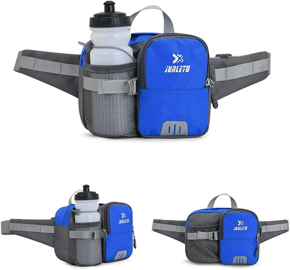 Croogo Reflective Fanny Pack Waist Pack Bag Running Belt with Bottle Pocket Phone Holder for Workouts Jogging,Sky Blue-OT02