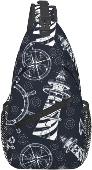 Cross Body Sling Bag For Women Men Anchor And Lighthouse Crossbody Bag Anti Theft Chest Bag Shoulder Backpack Travel Hiking Daypack Large Sling Cross Body Bag