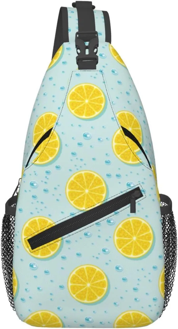 Cross Body Sling Bag For Women Men Cute Lemon Bubble Crossbody Bag Anti Theft Chest Bag Shoulder Backpack Travel Hiking Daypack Large Sling Cross Body Bag