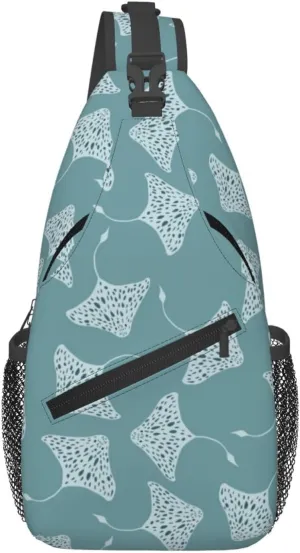 Cross Body Sling Bag For Women Men Stingray Cute Crossbody Bag Anti Theft Chest Bag Shoulder Backpack Travel Hiking Daypack Large Sling Cross Body Bag