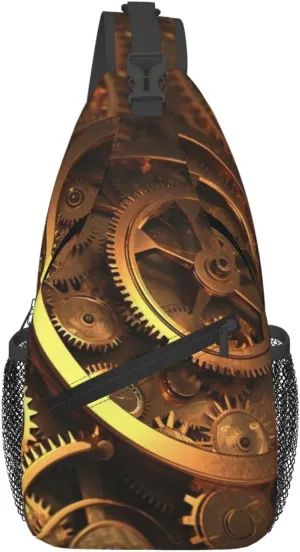 Cross Chest Bag for Men Women Crossbody Backpack Cool Steampunk Gears Sling Bag Travel Hiking Daypack