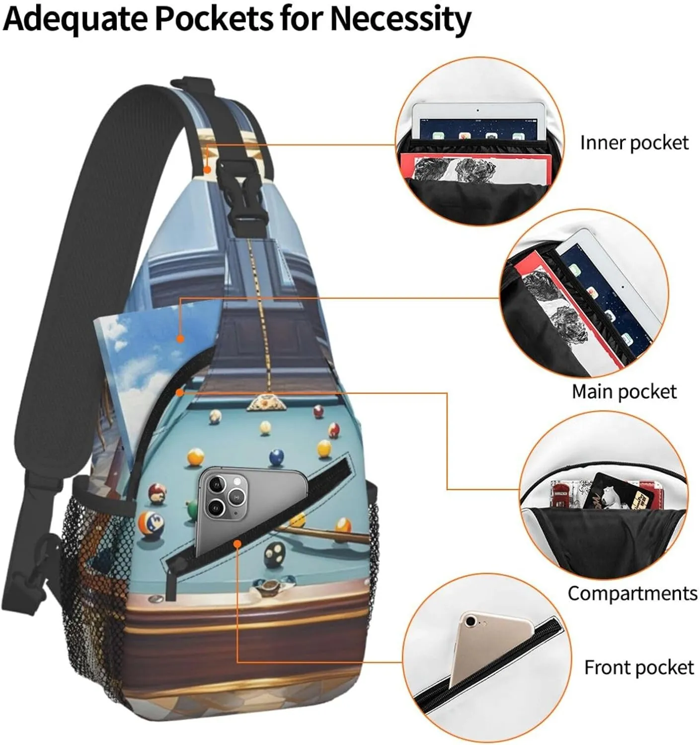 Cross Chest Bag Sling Backpack Cute Sea Animal Manatee Sling Bag Crossbody Shoulder Bag Travel Hiking Daypack