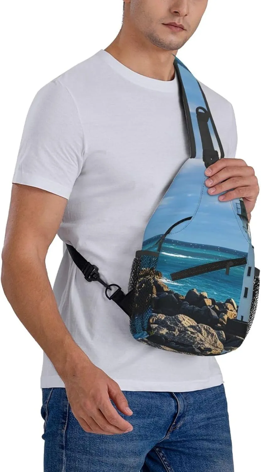 Cross Chest Bag Sling Backpack Rainbow Fish Scale Sling Bag Crossbody Shoulder Bag Travel Hiking Daypack