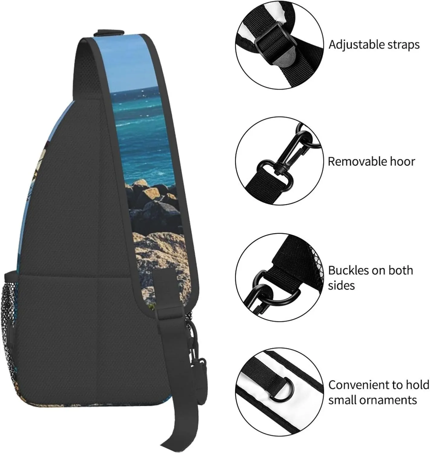 Cross Chest Bag Sling Backpack Rainbow Fish Scale Sling Bag Crossbody Shoulder Bag Travel Hiking Daypack