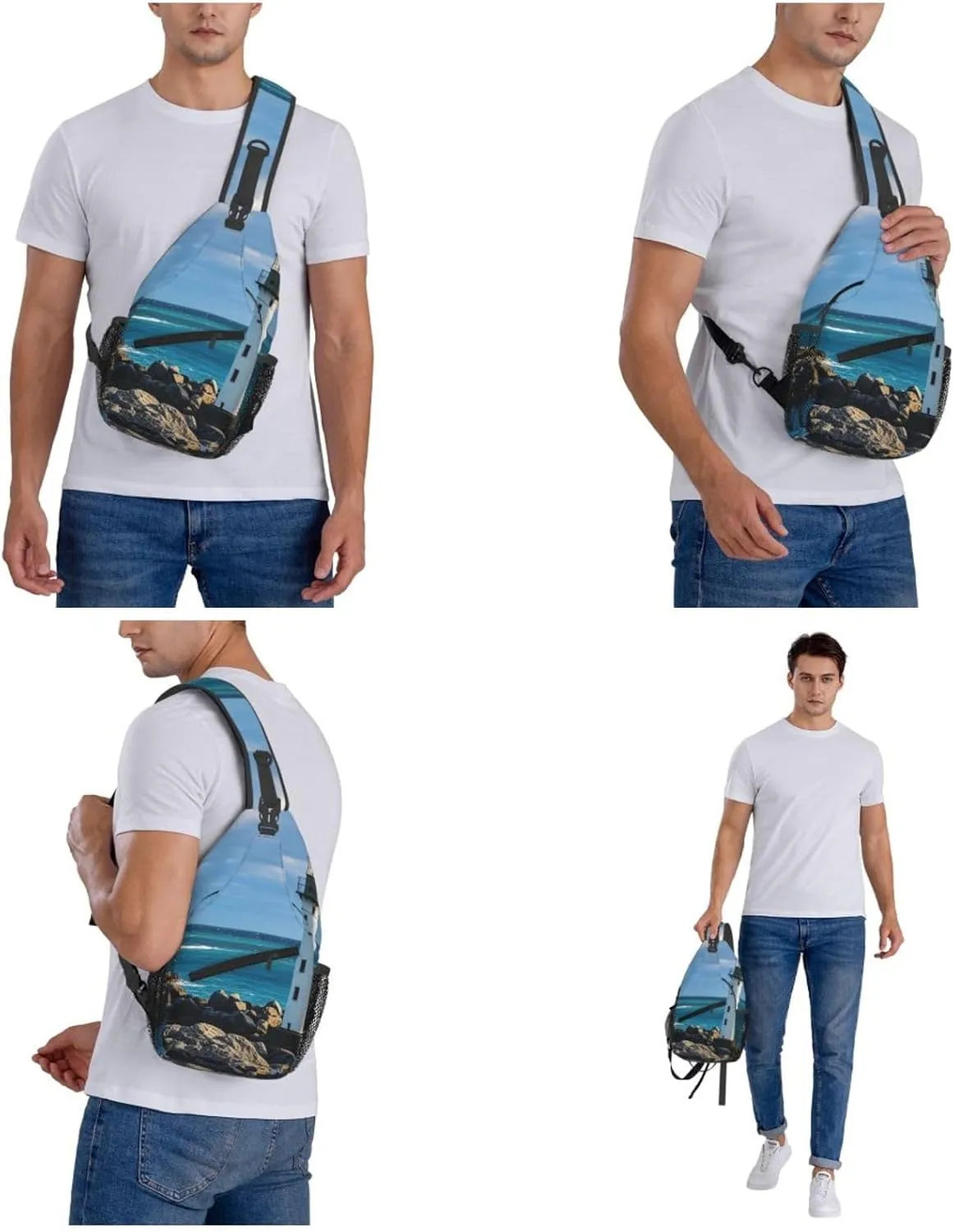 Cross Chest Bag Sling Backpack Rainbow Fish Scale Sling Bag Crossbody Shoulder Bag Travel Hiking Daypack