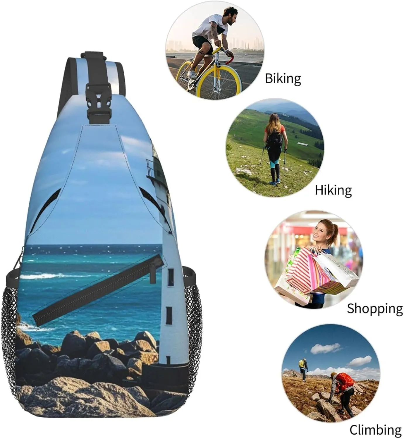 Cross Chest Bag Sling Backpack Rainbow Fish Scale Sling Bag Crossbody Shoulder Bag Travel Hiking Daypack