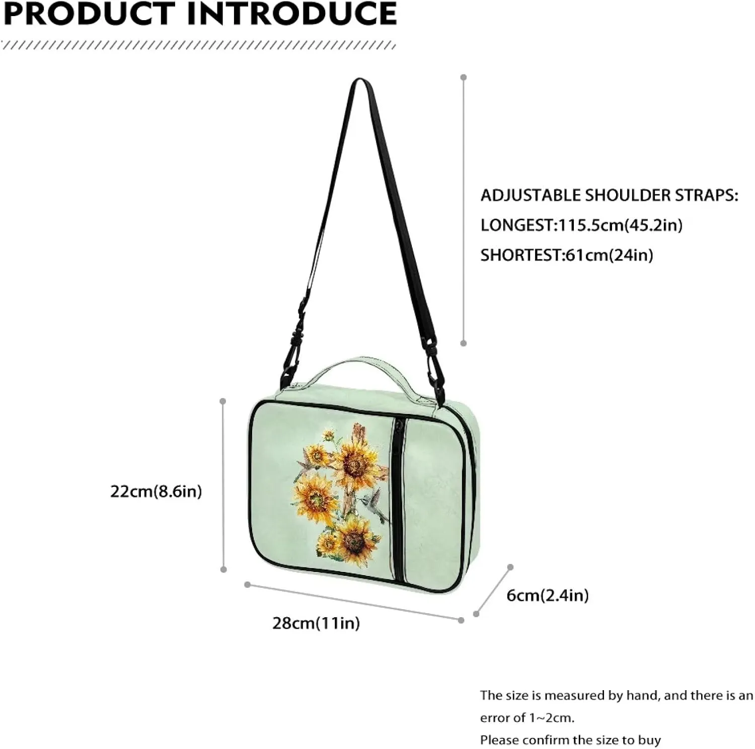 Cross Floral Print Bible Cover - Polyester Bible Case for Women - Bible Carrier Small Bible Cover with Shoulder Strap