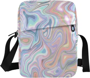 Crossbody Bag Blue Orange Fluid Color Messenger Bag for Women Men Purse Shoulder Bag Satchel Bag with Adjustable Strap 214C1587