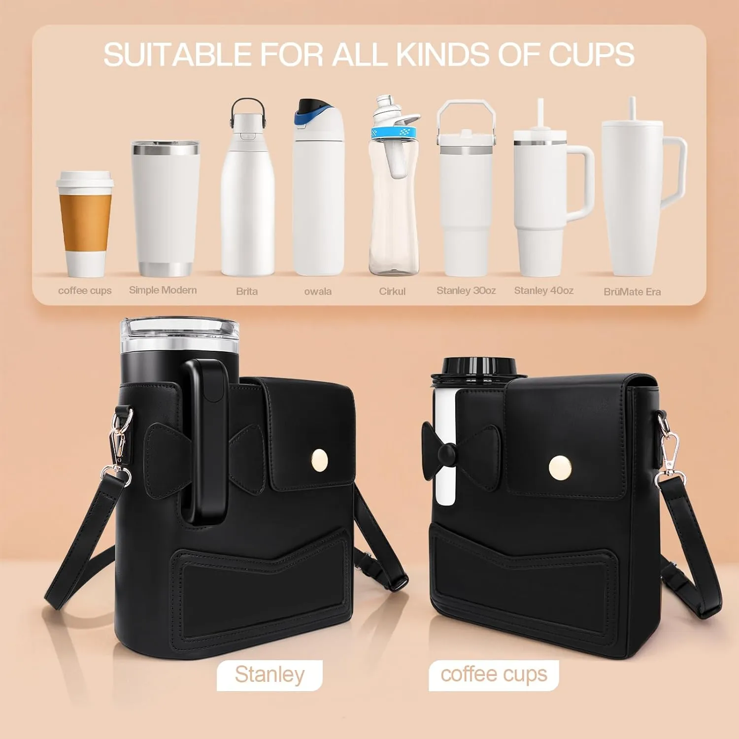 Crossbody Bag for Stanley Cup Purse, Outdoor Portable Water Bottle Holder with Adjustable Shoulder Strap