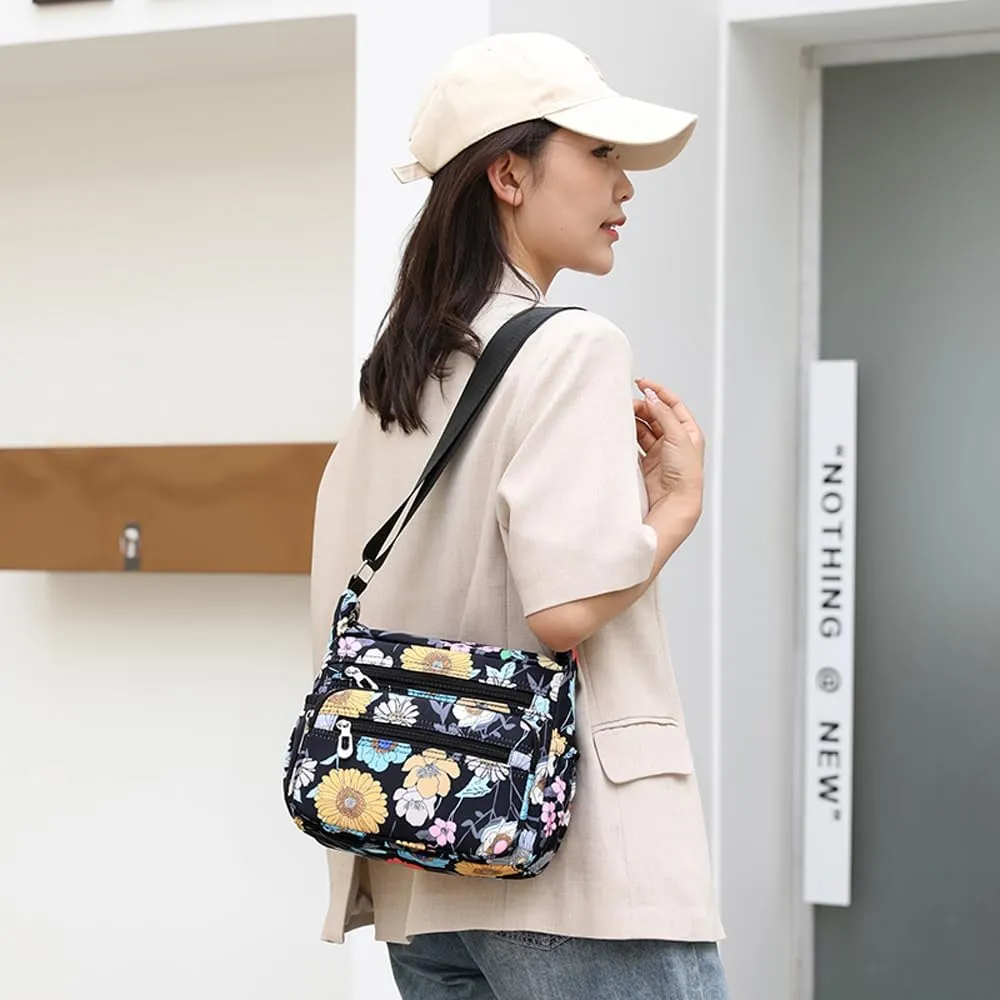 Crossbody Bag for Women Ladies Multi Pockets Shoulder Bag Handbag Lightweight Nylon Casual Messenger Bag Travel Purse