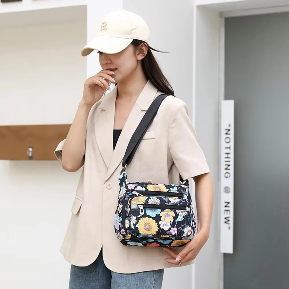 Crossbody Bag for Women Ladies Multi Pockets Shoulder Bag Handbag Lightweight Nylon Casual Messenger Bag Travel Purse