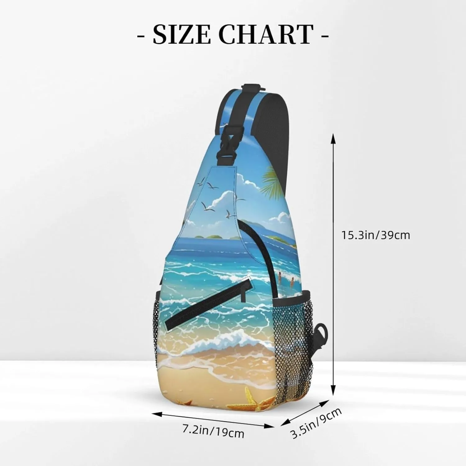 Crossbody Bag for Women Men Beach Picture Chest Bag Crossbody Sling Bag Adjustable Shoulder Bag