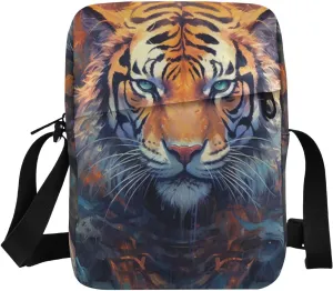 Crossbody Bag for Women Men-Mystical Animal Portrait, Sling Bag with Adjustable Strap for Women Men Travel 6.6×2.5×9.4 IN