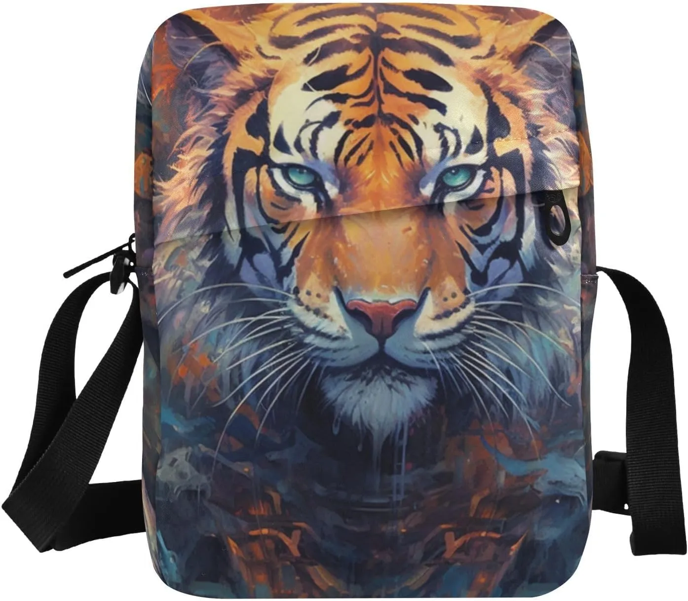 Crossbody Bag for Women Men-Mystical Animal Portrait, Sling Bag with Adjustable Strap for Women Men Travel 6.6×2.5×9.4 IN