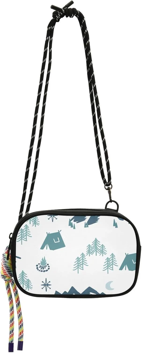 Crossbody Bag Green Mountain Forest Camping Cell Phone Purse Wallet with Credit Card Slots Multicolor Handbag with Adjustable Strap Fits Phone Keys And More