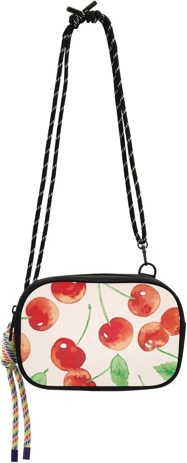 Crossbody Bag Juicy Watercolor Cherries Cell Phone Purse Wallet with Credit Card Slots Multicolor Handbag with Adjustable Strap Fits Phone Keys And More