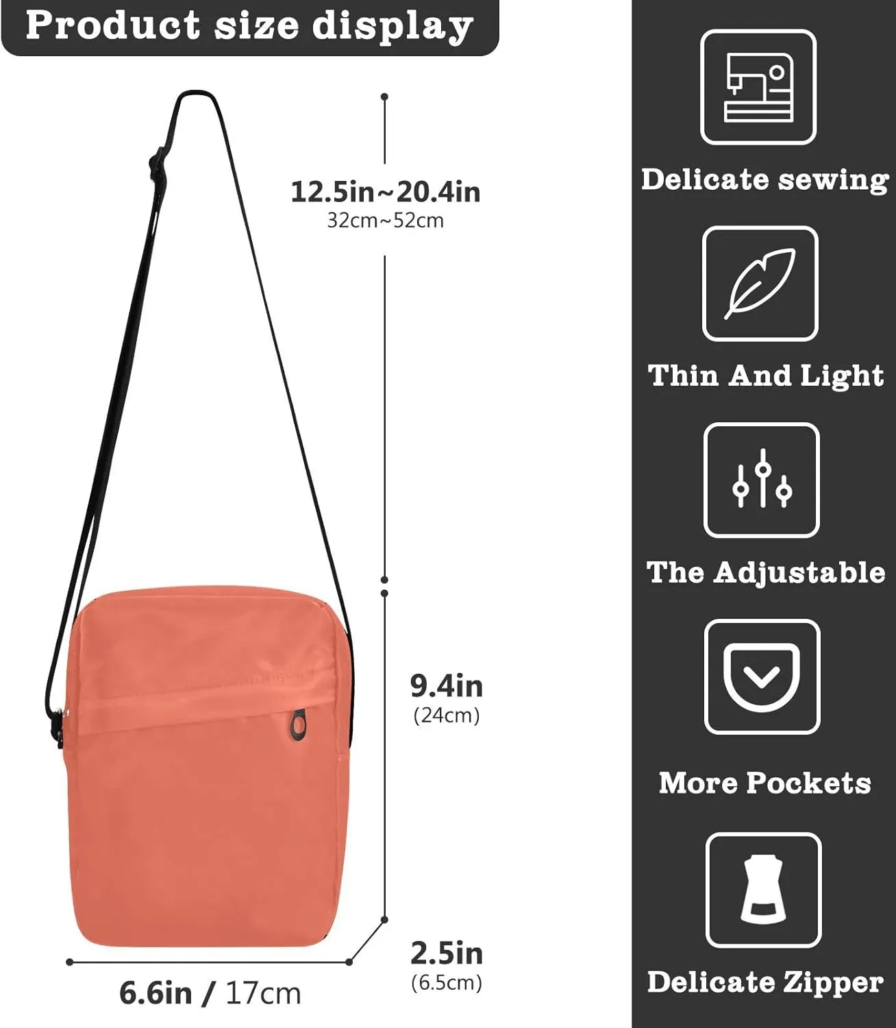Crossbody Bag Light Pink Messenger Bag for Women Men Purse Shoulder Bag Satchel Bag with Adjustable Strap Light Pink