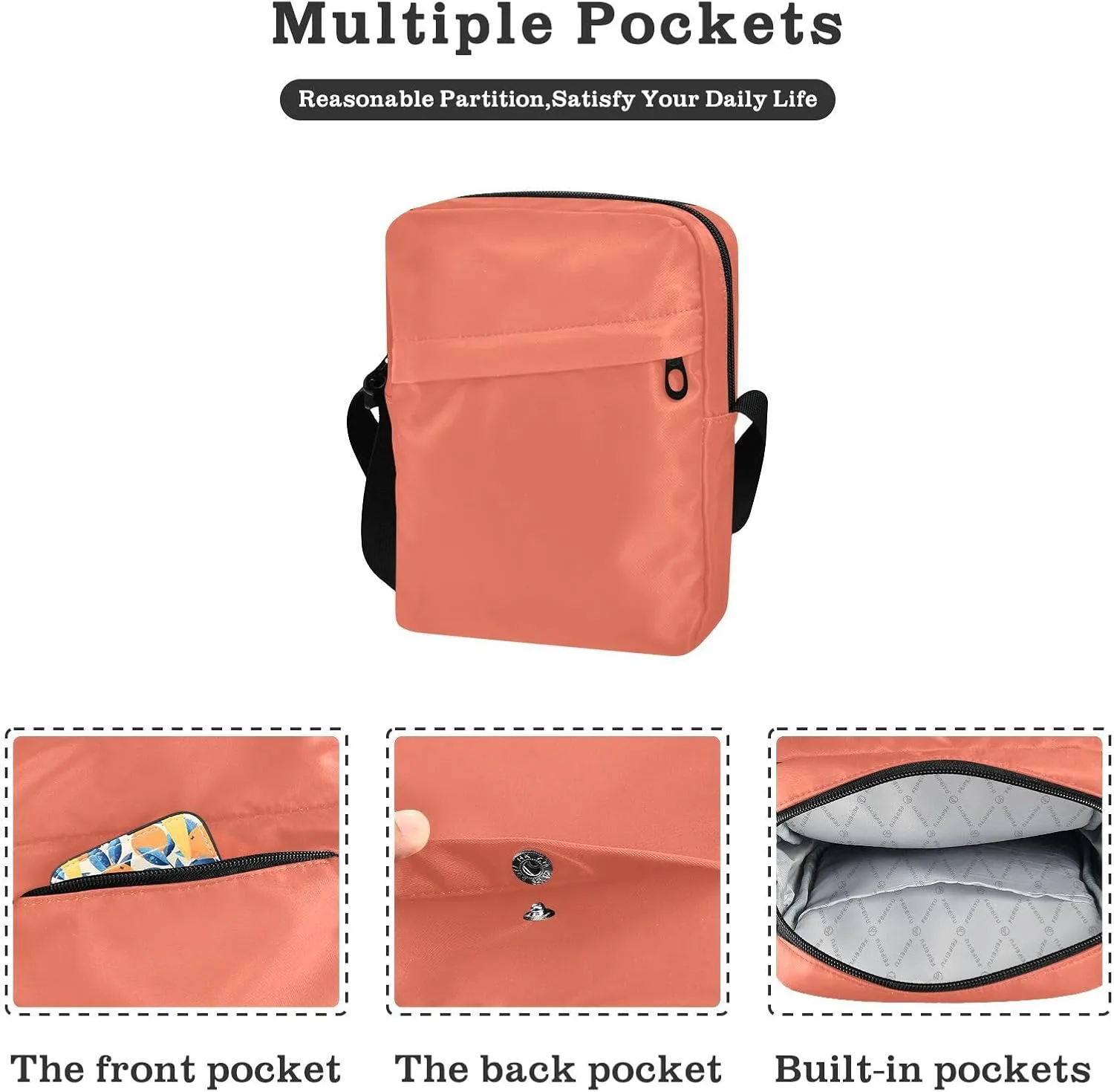 Crossbody Bag Light Pink Messenger Bag for Women Men Purse Shoulder Bag Satchel Bag with Adjustable Strap Light Pink