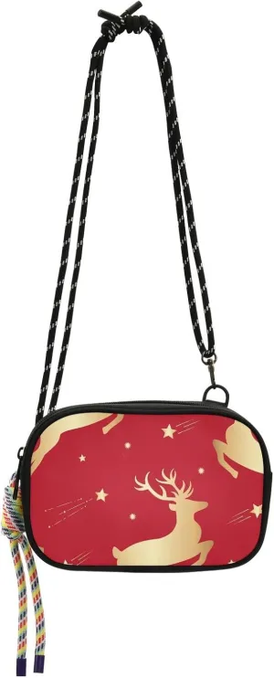 Crossbody Bag Sketch Reindeer and Star Cell Phone Purse Wallet with Credit Card Slots Multicolor Handbag with Adjustable Strap Fits Phone Keys And More